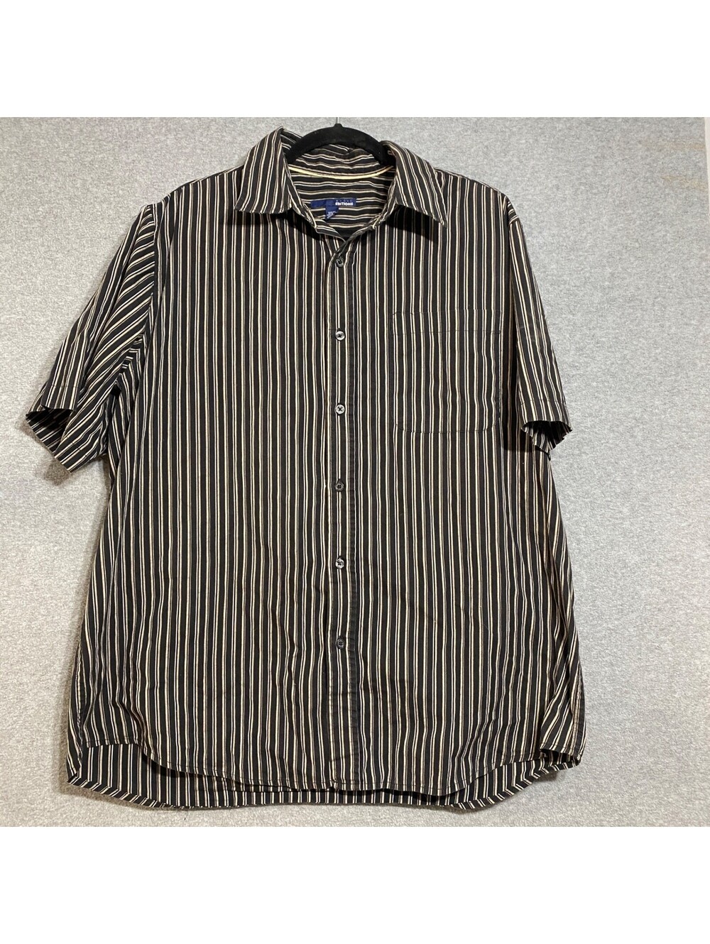 Basic Editions Men's Black Striped Short Sleeve Shirt Size Extra Extra Large